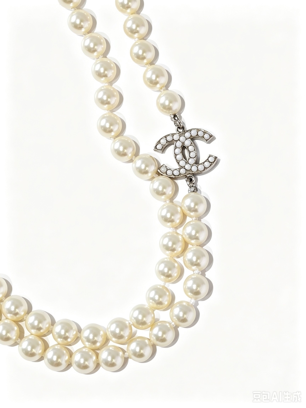 CHANEL Ivory Pearl Long Necklace with CC Logo